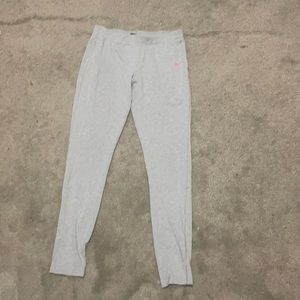 Girls grey Nike leggings pink swoosh XL